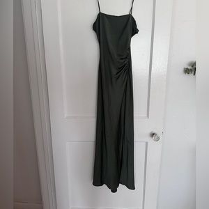 Deep olive green satin dress! Worn once!